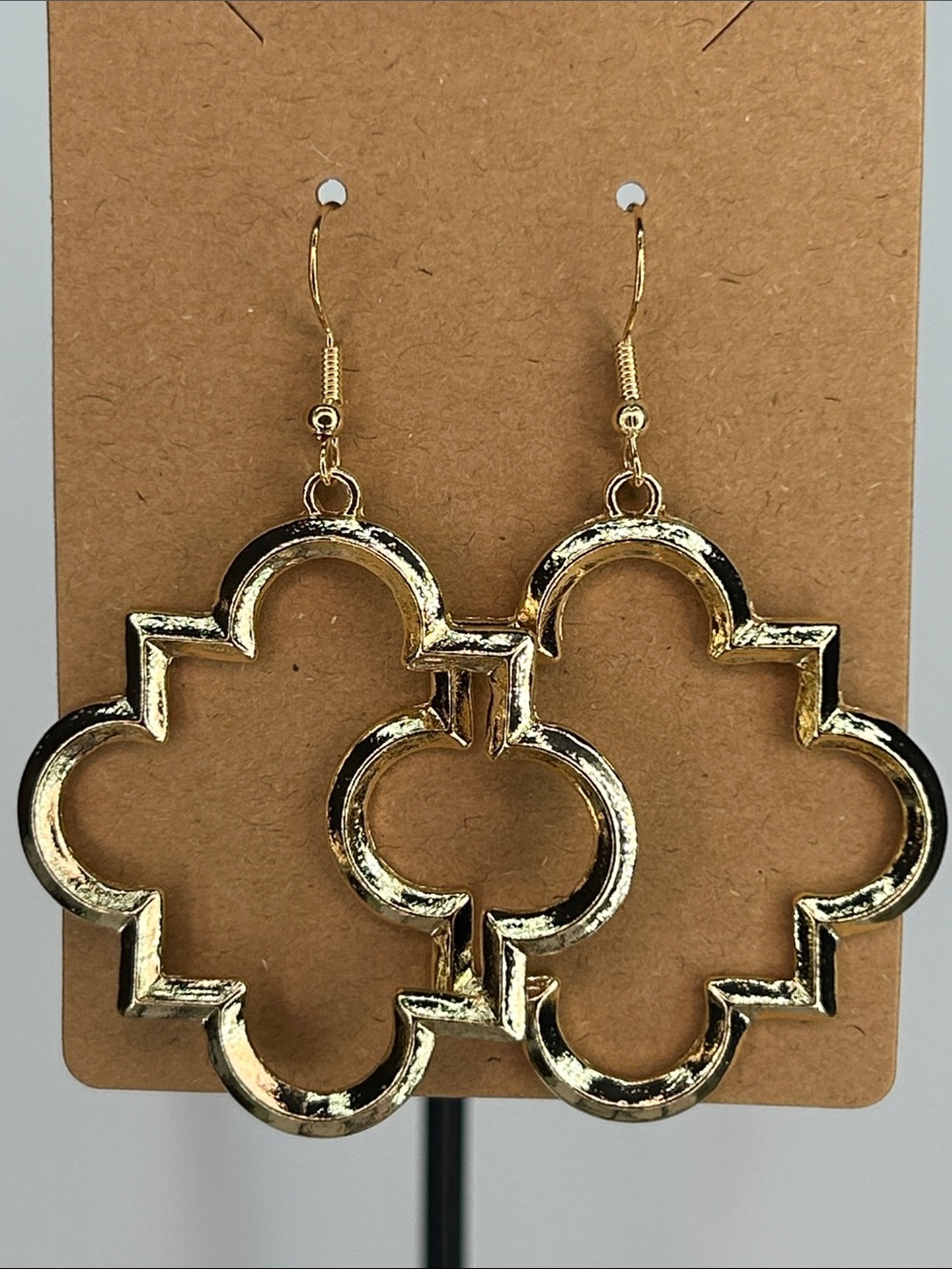 Gold Quatrefoil Drop Earrings - Women Fashion  Jewelry